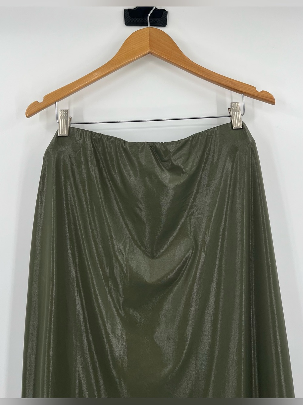 NWT olive green faux leather wrap ring detail midi skirt 1X date night plus size - Picture 7 of 12